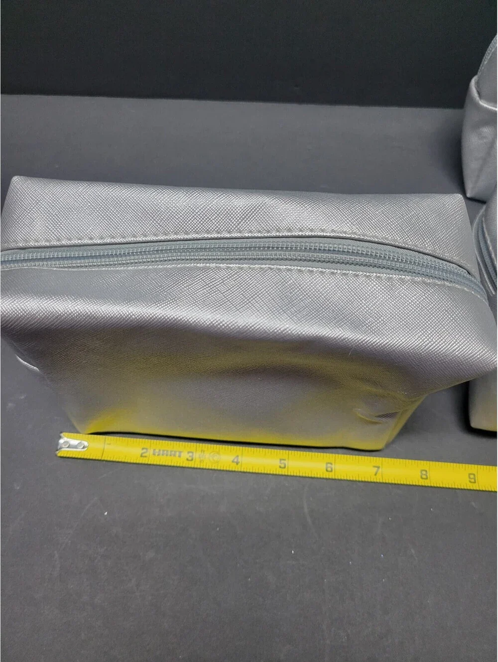 x6 Metallic Silver Makeup Cosmetics Zip Travel Pouch Toiletry Bag Faux Leather